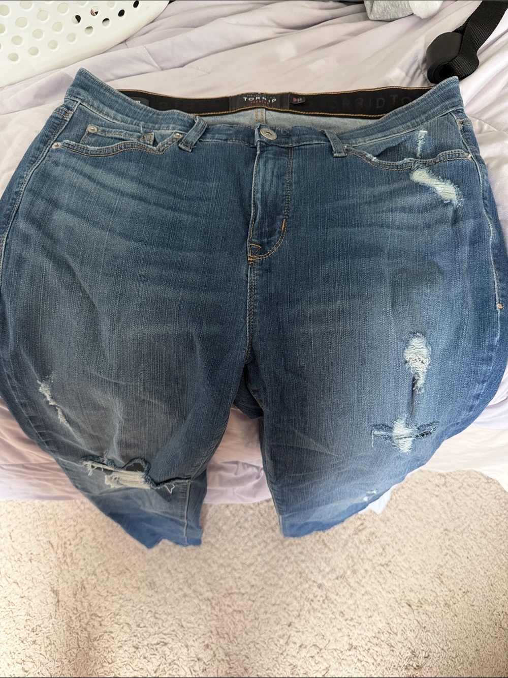 torrid Distressed Dark Blue Denim Shorts